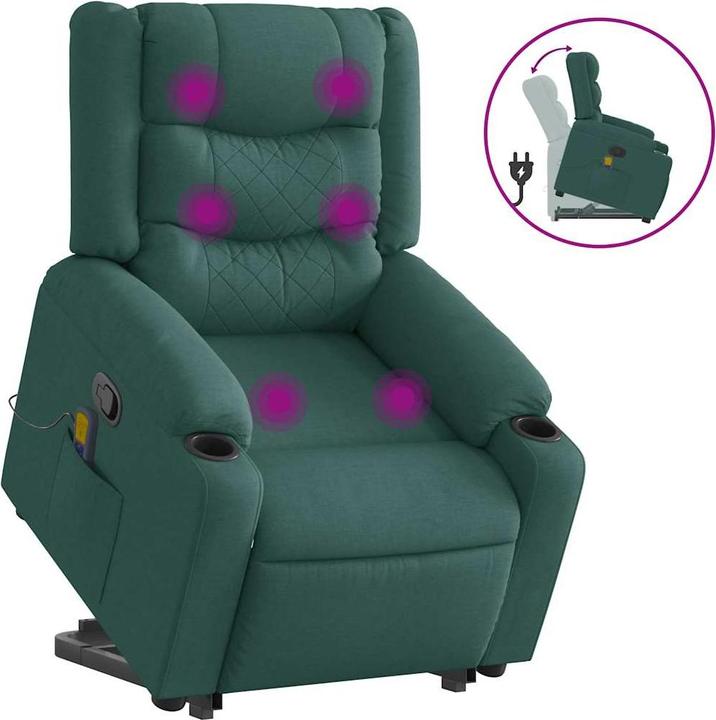 Immagine prodotto VidaXL Poltrona massaggiante con ausilio stand-up in tessuto verde scuro