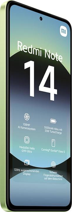 Produktbild Xiaomi Redmi Note 14 (128 GB, Lime Green, 6.67", Hybrid Dual SIM, 108 Mpx, 4G)
