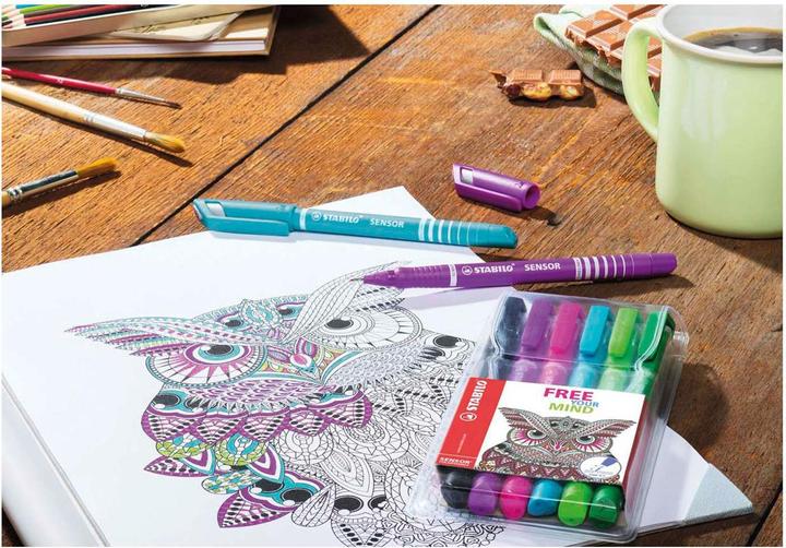 Actual product image STABILO SENSOR F Finliner with spring-loaded sharpener (8 colours, 8 x)