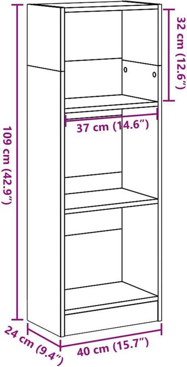 Immagine prodotto VidaXL Bücherregal Bücherschrank Standregal Büroregal Wandregal Artisan-Eiche (40 x 24 x 109 cm)