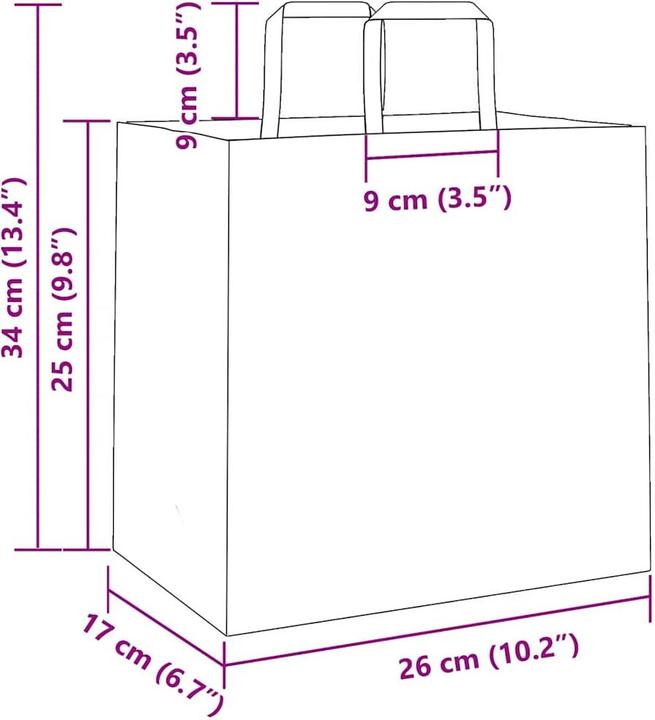 Immagine prodotto VidaXL Sacchetti di carta kraft 250 pezzi con manico Blu 26x17x25 cm Sacchetto di carta (Borsa da regalo, 250 x)