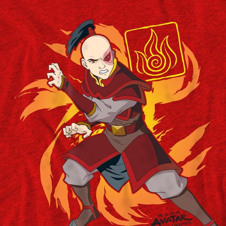 Actual product image Avatar: The Last Airbender Unisex Adult Flame Burst Zuko T-Shirt (XXL)