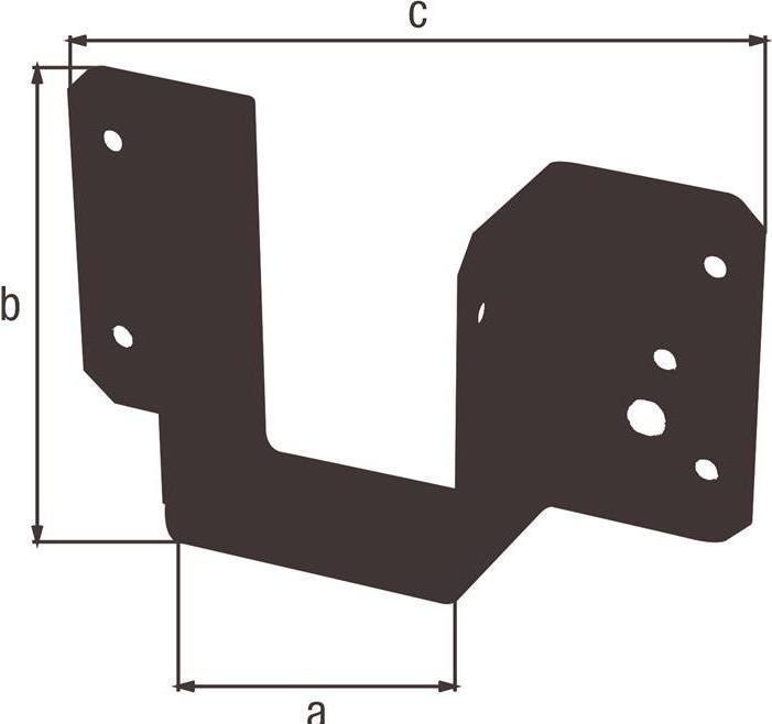 Produktbild GAH Balkenschuh 51/61 1 mm Stahl verzinkt, schwarz kunststoffbesch. abgerundete Ecken (Balkenschuh, 10 Stk.)