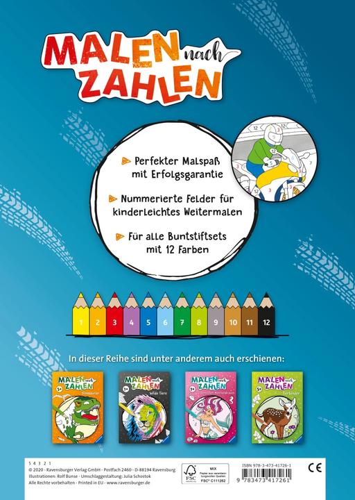 Produktbild Ravensburger Malen nach Zahlen ab 5 Jahren: Fahrzeuge