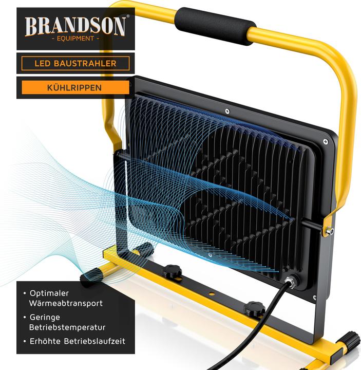 Produktbild Brandson Baustrahler, 200W, LED, Standgestell & Tragegriff, 16000 Lumen, Bauscheinwerfer, 4 m Kabel, IP65 (16000 lm)