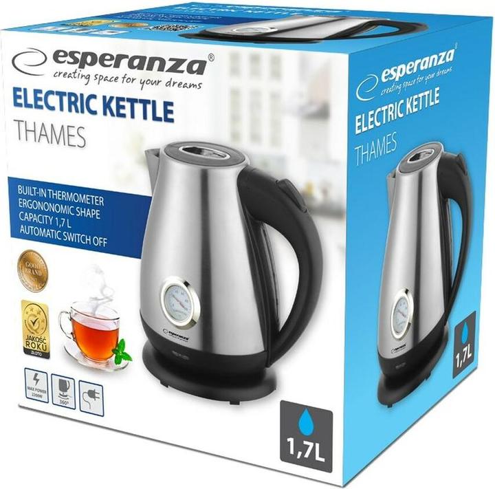 Produktbild Esperanza EKK029 Electric kettle with a thermometer 1.7 L 2200 W Inox (1.70 l, EU-Stecker)