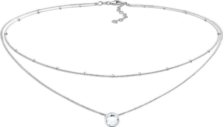 Elli Halskette Choker Layer Kristall Kugelkette 925 Silber (925er Sterling Silber, Glaskristall, 36 cm)