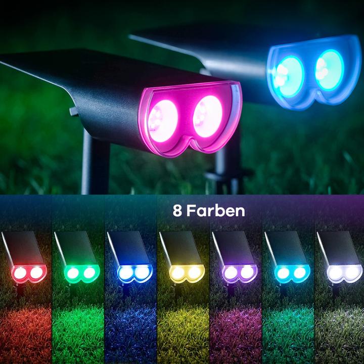 Immagine prodotto Lumina Swiss 2x LED Spot solare da giardino 4W RGB IP67 (650 lm, IP67)