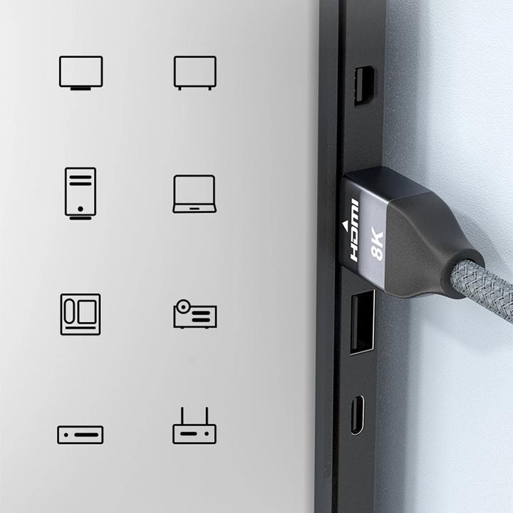 Actual product image Wozinsky cable HDMI 2.1 8K 60 Hz 48 Gbps / 4K 120 Hz / 2K 144 Hz 1 m Silver (WHDMI-10) (1 m, HDMI)