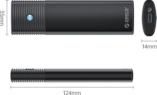 Immagine prodotto Orico Alloggiamento per unità esterna M.2 SATA/NVMe, PWDM2-G2-BK-EP, USB-C, 10Gbps (nero) (M.2)