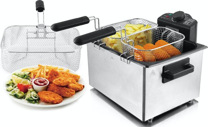 Actual product image Emerio DF-107090, Deep fryer, 5 L, Single, Black, Stainless steel, Rotary, Stand-alone
