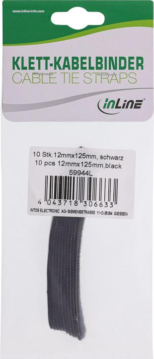 Image du produit InLine Colliers de serrage à Velcro avec languette 12x125mm (Serre-câbles velcro, 125 mm, 10 pcs)