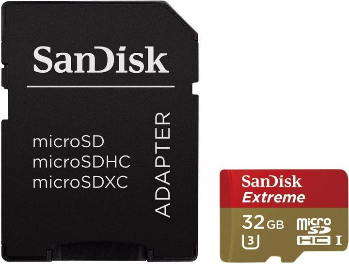Produktbild SanDisk Extreme microSDHC (32 GB, microSDHC, U3, UHS-I)