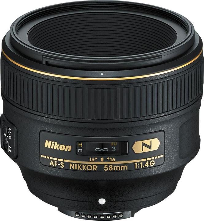 Nikon AF-S Nikkor 58mm, f/1.4G (Nikon F, Plein format)