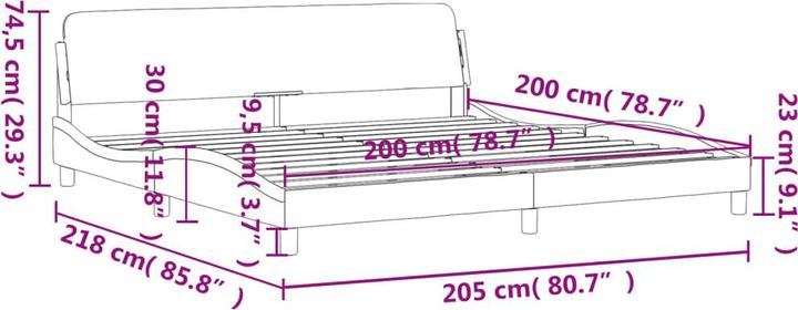 Produktbild VidaXL Bettgestell mit Kopfteil Samt (200 x 200 cm)