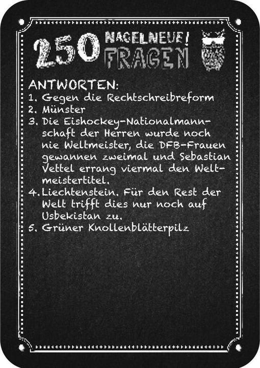 Actual product image Pub quiz - brand new questions (German)