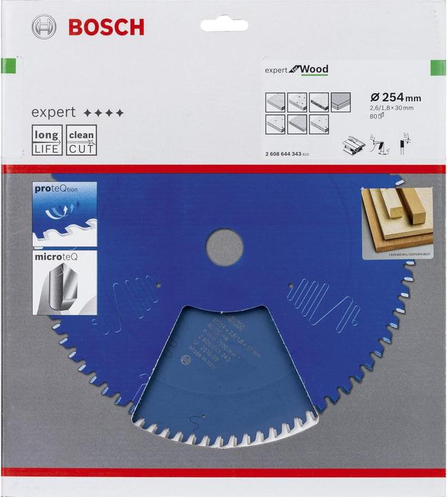Produktbild Bosch Professional Zubehör Kreissägeblatt Expert for Wood, 254 x 30 x 2,6 mm, 80