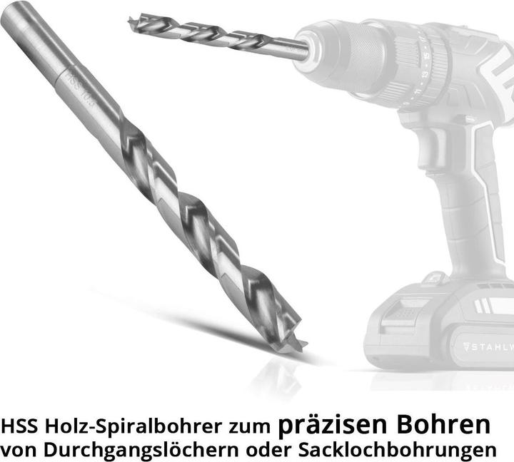 Actual product image Stahlwerk HSS wood twist drill 25-piece set 1-13 mm DIN 338 with sharpened edges (1 mm - 13 mm)