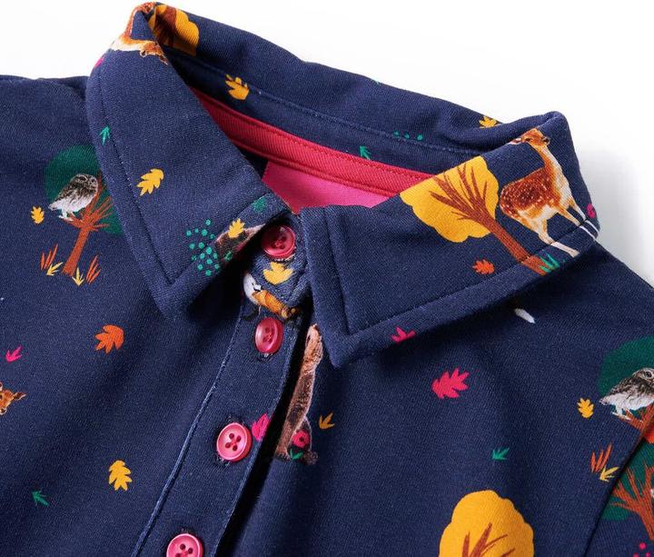 Actual product image VidaXL Children's dress with long sleeves and drawstring navy blue (116)