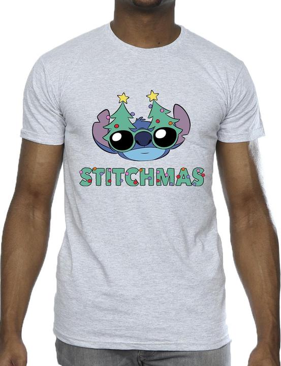 Actual product image Disney Mens Lilo & Stitch Stitchmas Glasses T-Shirt (S)