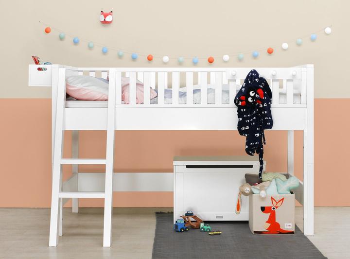 Produktbild Bopita Nordic Halbhochbett 90x200 mit schräger Treppe Weiss