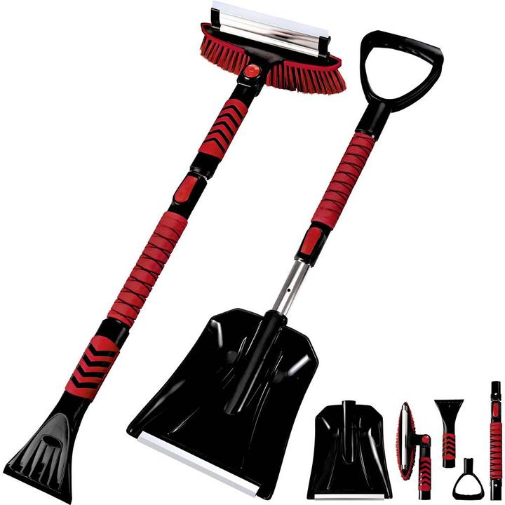 Immagine prodotto IWH Eiskratzer / Schneebesen ausziehbar, mit Schneeschaufel Schwarz, Rot