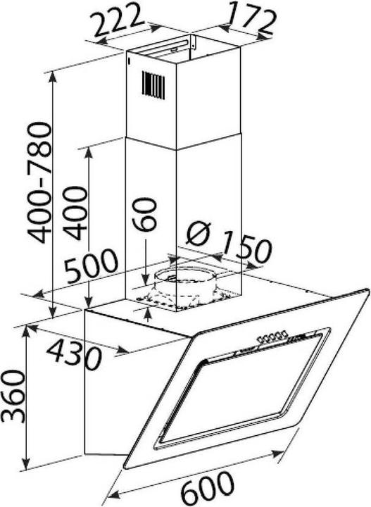 Image du produit Bomann Hotte d'aspiration murale DU 771.1 G Hotte de tête à l'italienne Display TC (Hotte murale)
