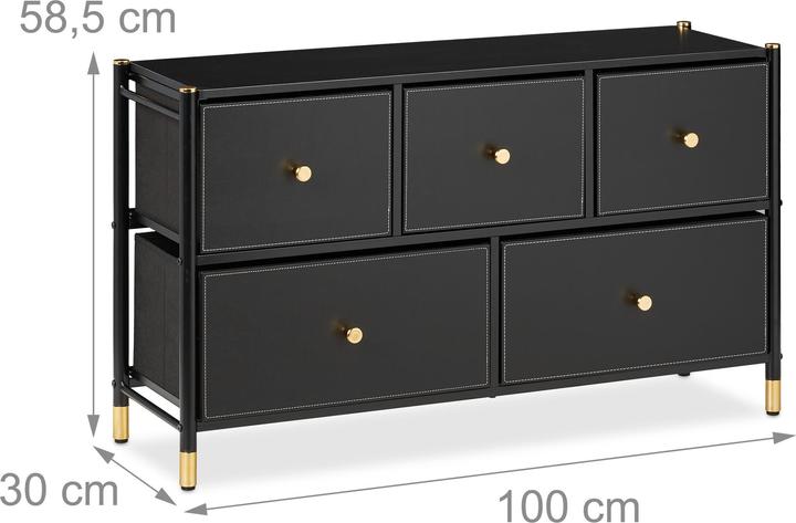 Immagine prodotto Relaxdays Cassettiera con-5-cassetti (100 x 30 x 58,5 cm)