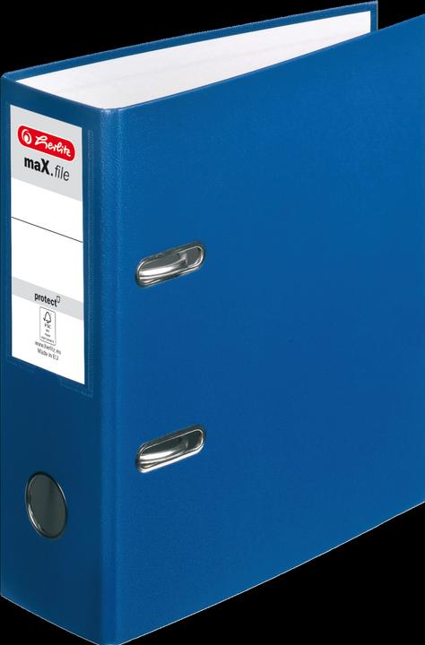 Actual product image Herlitz PP folder, DIN A5 portrait, spine width: 75 mm, blue plastic folder, colored PP film, gray interior (A5, 75 mm, 1 Piece)