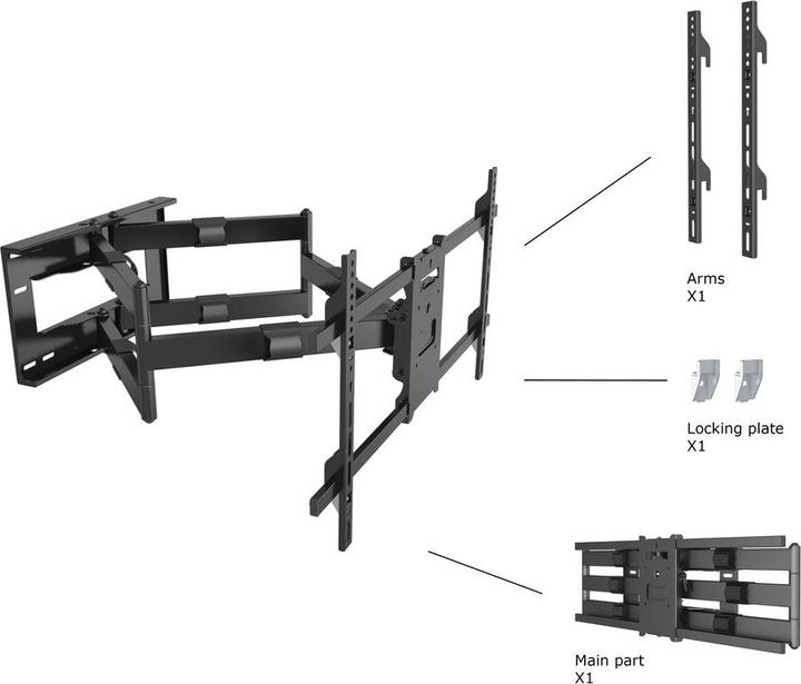 Productafbeelding Multibrackets Muurbeugel 42"-90", zwart, metaal, max 60 kg