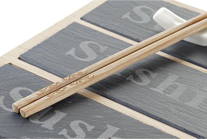 Actual product image DKD Home Decor Sushi-Set Bambus Tafel Schwarz natürlich Orientalisch 25 x 19 x 3 cm (2 Piece)