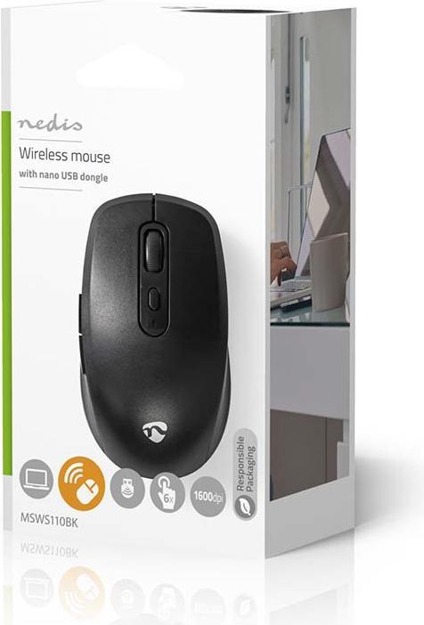 Immagine prodotto Nedis Mouse | Senza fili | 800 / 1200 / 1600 dpi | DPI regolabile | Numero di pulsanti: 6 | Destrorso (Senza fili)