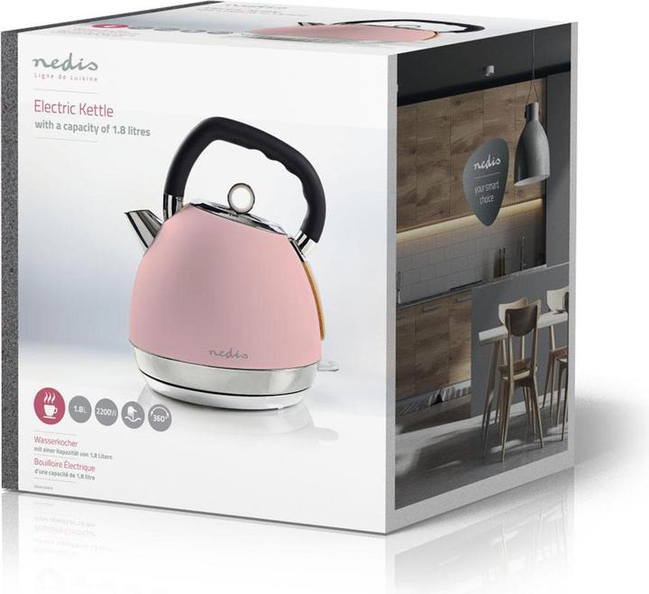 Produktbild Nedis Wasserkocher Wasserkocher - 1,8 l - Soft-Touch - Farbe: Pink - Material: Stainless Steel - Min (1.80 l)
