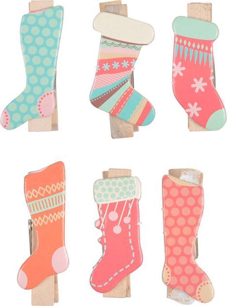 Natura Punto Clips from wood, Christmas socks