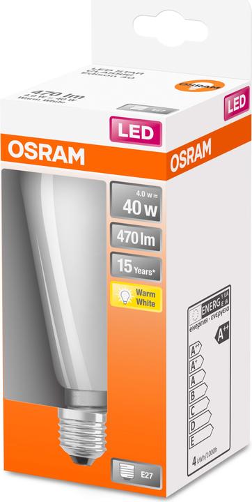 Actual product image Osram LEDISON40 4W/827 230VGLFR E27 10X1 (E27, 4 W, 470 lm, 6 x, E)