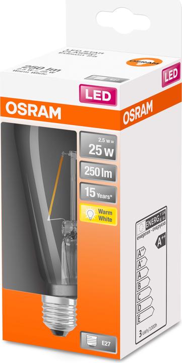 Immagine prodotto Osram LEDISON25 2,5W/827 230V FIL E2710X1OSRAM (E27, 2.50 W, 250 lm, 1 x, F)