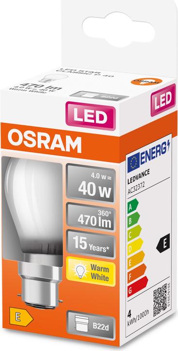 Produktbild Osram Led Retrofit Classic P (B22d, 4 W, 470 lm, 1 x, E)