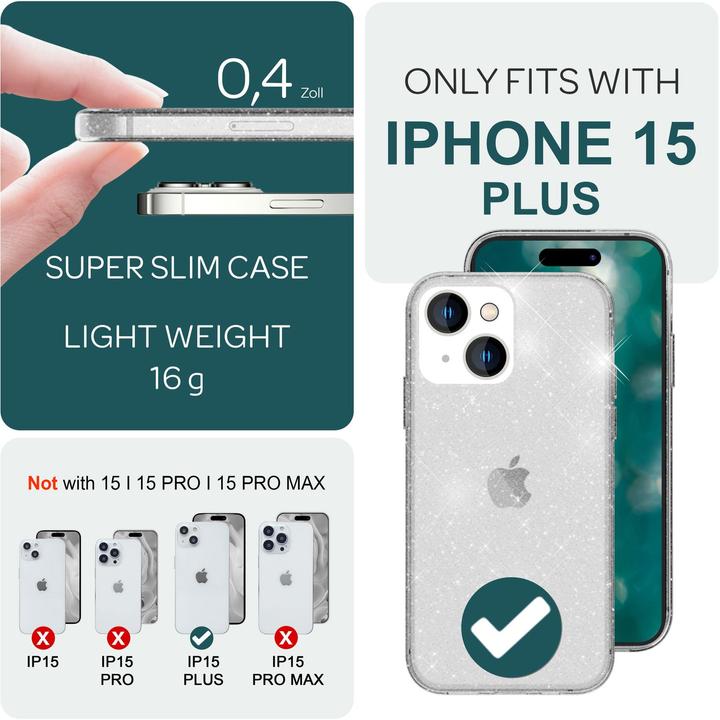Produktbild Nalia Klare Glitzer Silikon Hülle (Apple iPhone 15 Plus)