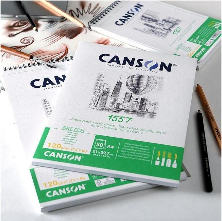 Produktbild Canson Skizzenblock 1557 204127410 Blatt, geleimt, 120g (A2, Blanko, Weicher Einband)