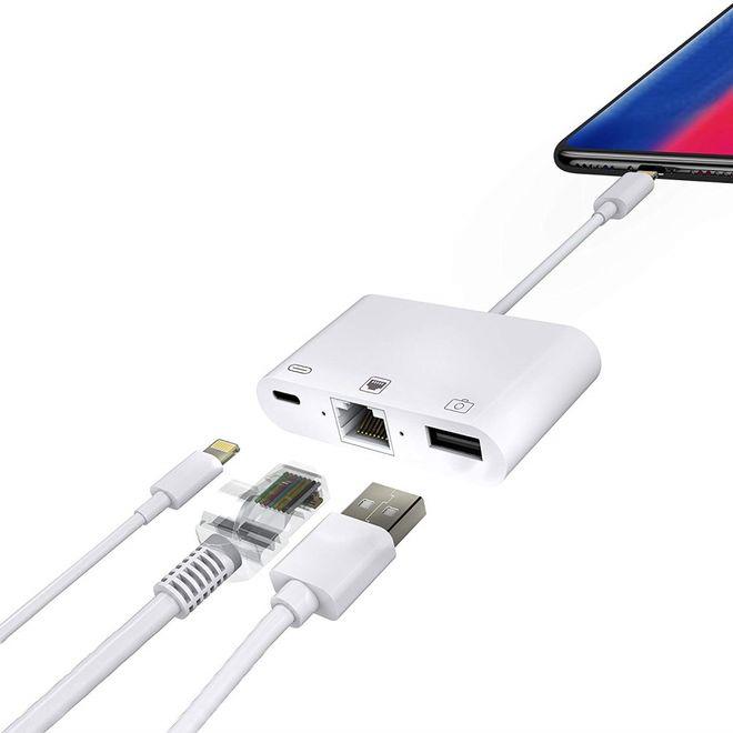 Produktbild MU Classic 3 in 1 Lightning Adapter - USB 3.0 / Ethernet RJ45 / Lightning (Lightning, RJ45, USB-A, Lightning)