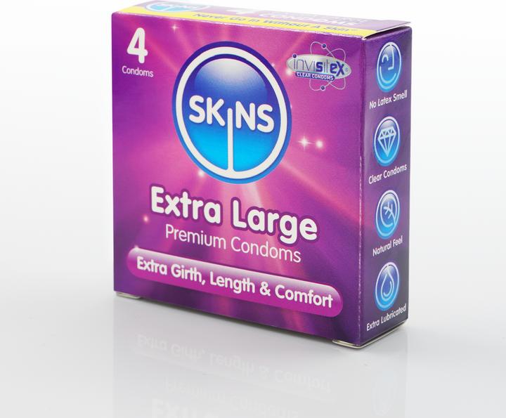 Actual product image Skins Extra Large" 4 XXL condoms made of crystal clear latex - without latex odour (4 pcs.)