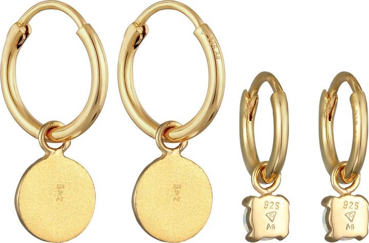 Actual product image Elli Earrings Creoles Plate Opal Gemstone Set of 2 925 Silver (925 sterling silver, Synthetic Opal)