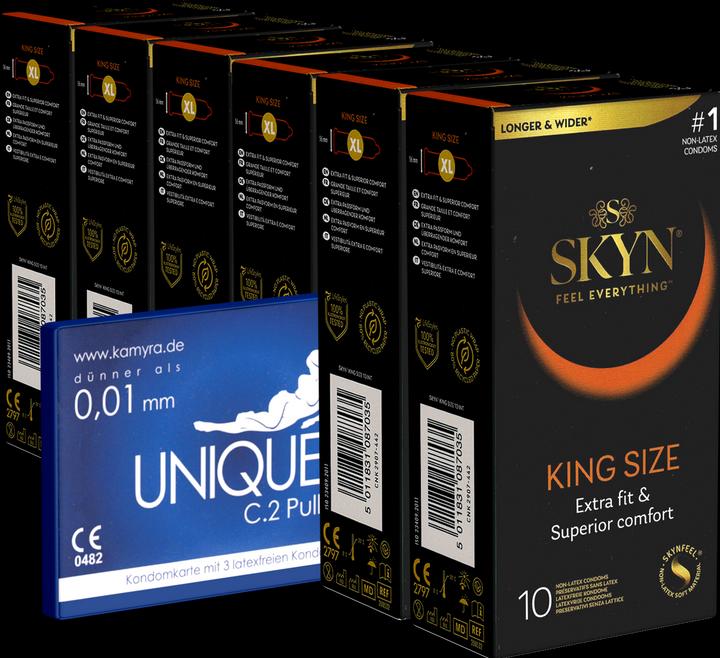 Produktbild Skyn «King Size» - Vorteilspack - 60 (6x10) latexfreie Kondome + 1x Kamyra Unique Pull gratis! (63 Stk.)