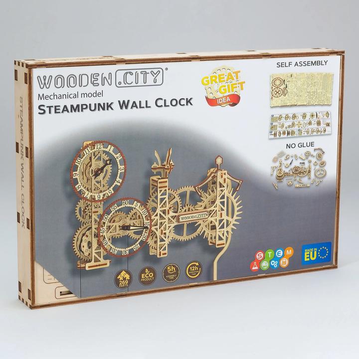 Actual product image WoodenCity Steampunk Wall Clock - 3D Wooden Kit