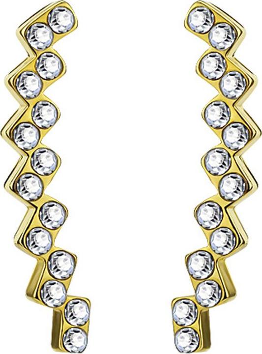Image du produit Star Piercing Boucle d'oreille Ear Climber plaqué or avec carrés et cristal (Laiton)