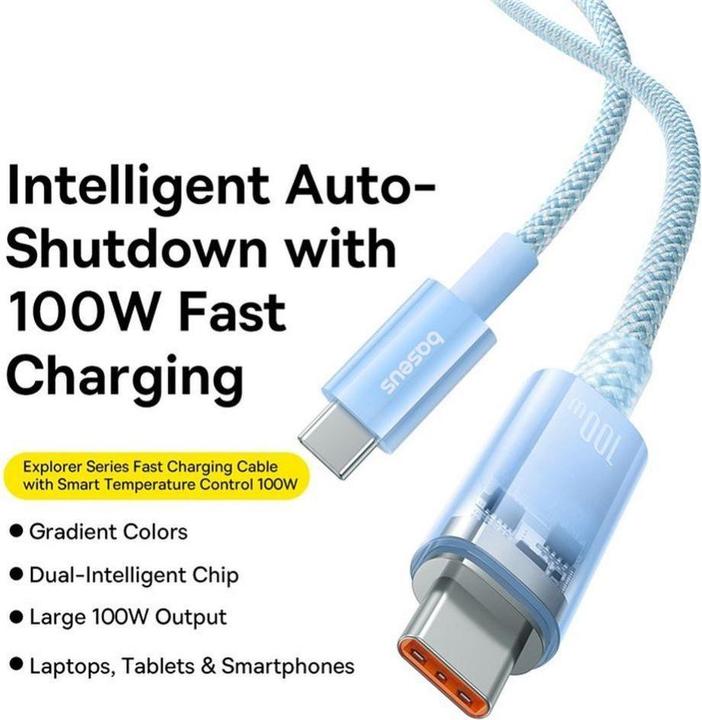 Immagine prodotto Baseus Cable cabel Type C to Type C PD 6A 100W Explorer P10319703311-00 / CB000043 1 m blue (1 m, 100 W)