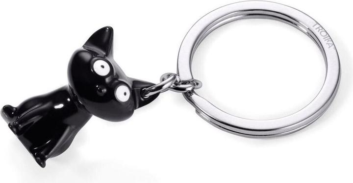 Troika FELIX Schlüsselanhänger Katze, glänzend grau/schwarz