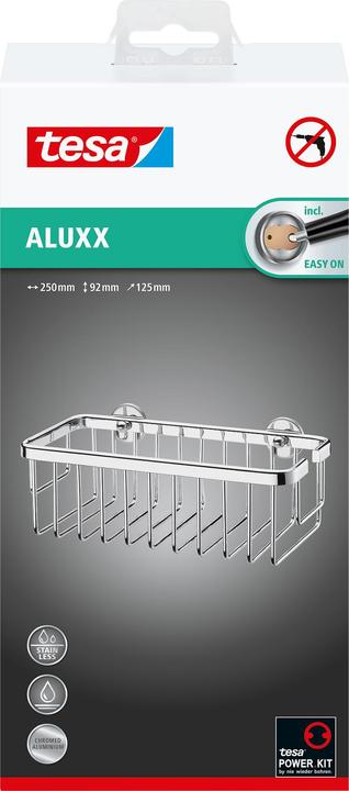 Produktbild tesa ALUXX Duschkorb inkl. Klebelösung ohne Bohren (9 x 13.5 x 26.5 cm)