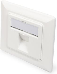 Produktbild Assmann Digitus Leerdose für Keystone Module, Rahmen 80x80 mm + Zentralplatte 50x50 mm, RJ-45, -20 - 70 °C