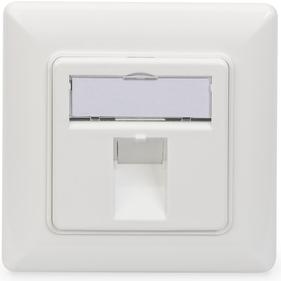 Produktbild Assmann Digitus Leerdose für Keystone Module, Rahmen 80x80 mm + Zentralplatte 50x50 mm, RJ-45, -20 - 70 °C